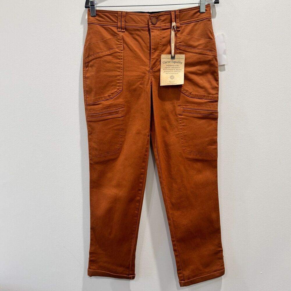 Womens Democracy Booty Lift AB Tech High Rise utility Pants sz 6 Rust Brown